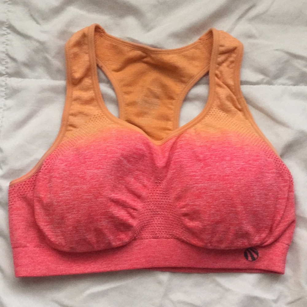 Orange Pink Ombre Sports Bra with Padding